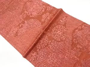 本場筑前博多松皮菱に抽象花唐草・鳥・動物模様織出し名古屋帯